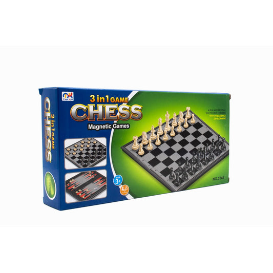 Magnetic 3-in-1 Chess, Checkers & Backgammon